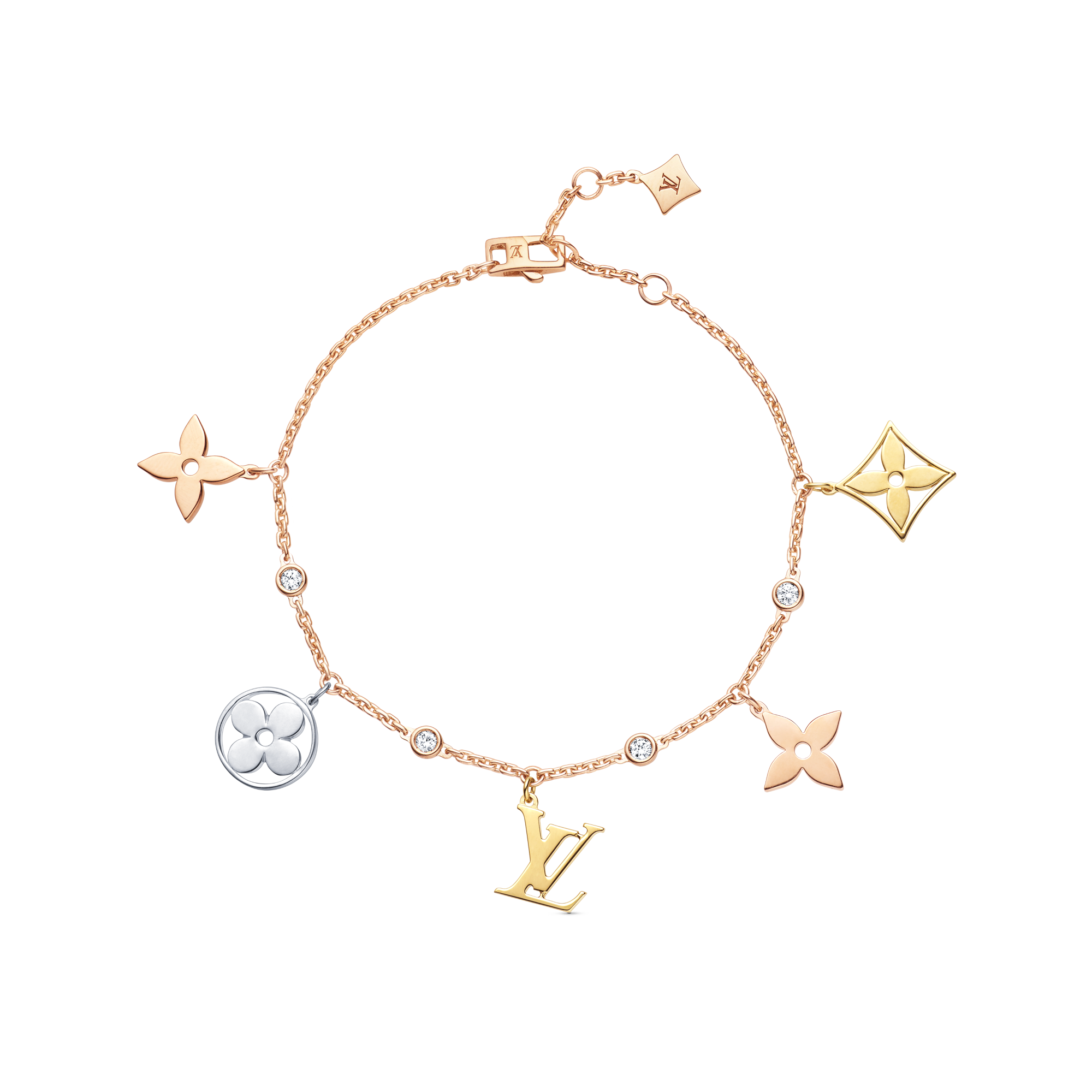 Idylle Blossom Charms Bracelet, 3 Golds And Diamonds  in Jewellery's Categories All Fine Jewellery collections by Louis Vuitton (Product zoom)